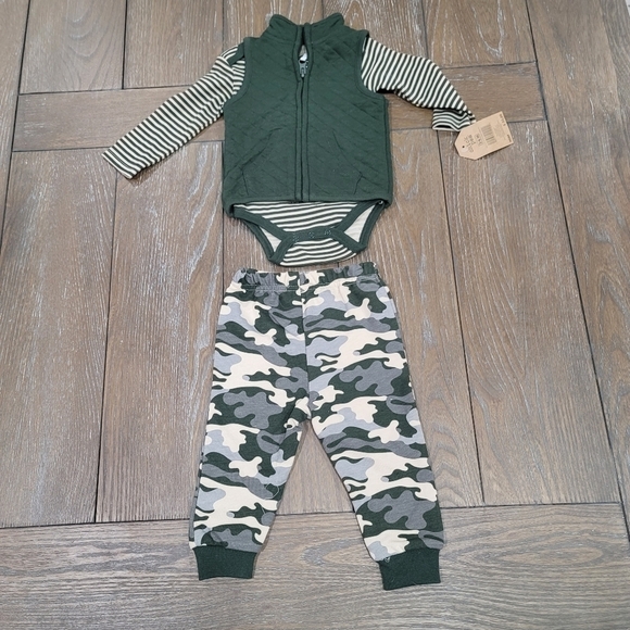 Chick Pea 3 Piece Green Baby's Outfit, 3-6 Months - Picture 1 of 5